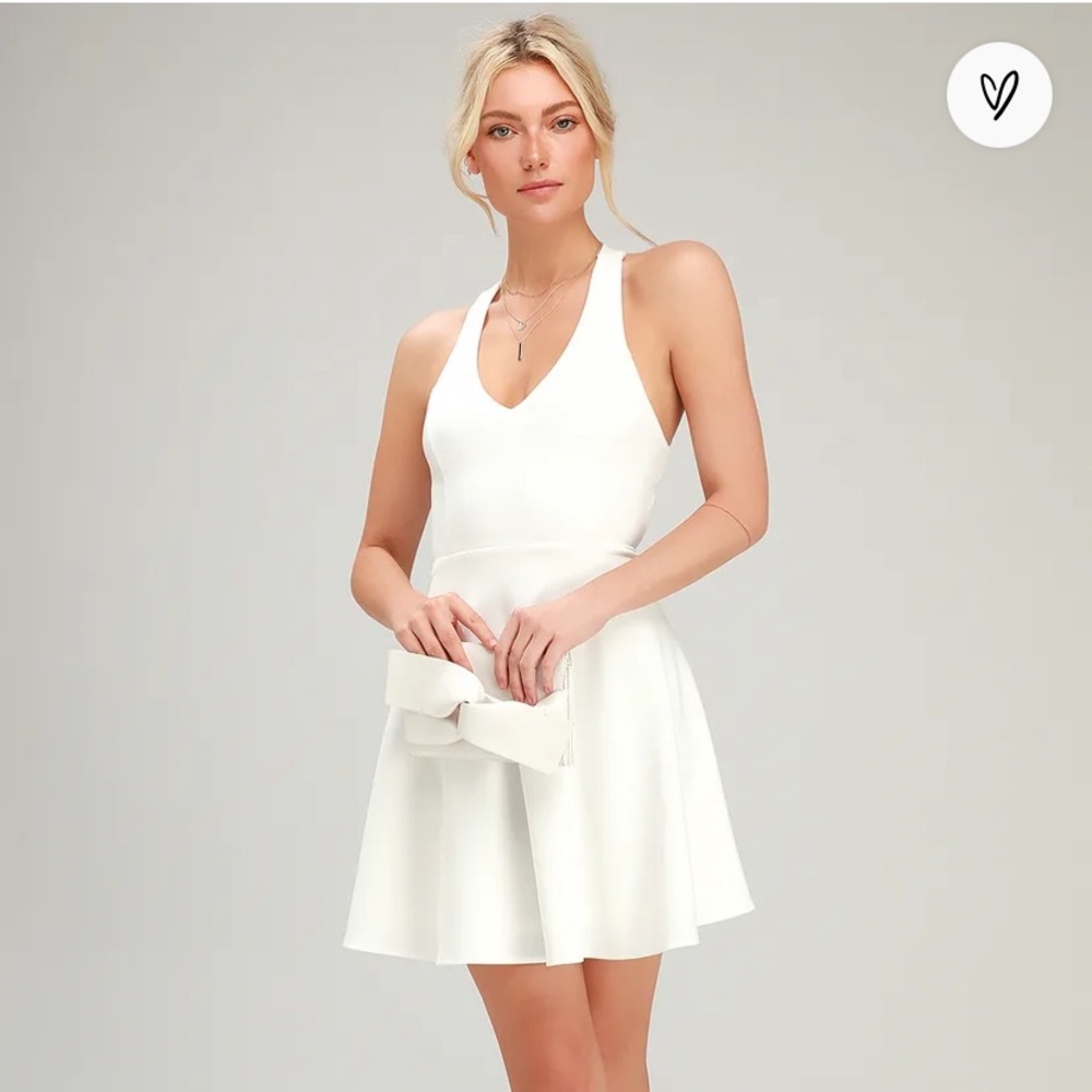 Lulu’s White Strappy Backless Skater Dress